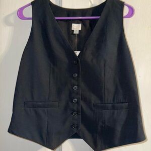 A New Day Black Polyester Button-Up Vest. Medium. Nwt!